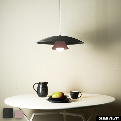 Lampe de suspension en velours - OLEMI VELVET OLIVE - ROSE (1/2)