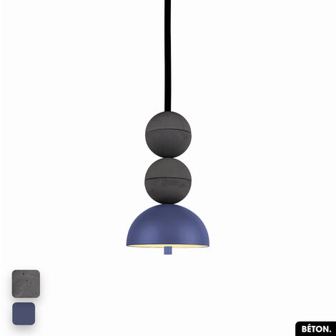Lampe de suspension en béton - BOSFOR CONCRETE ANTHRACITE - INDIGO 2 BALLES LED 14W (1/3)
