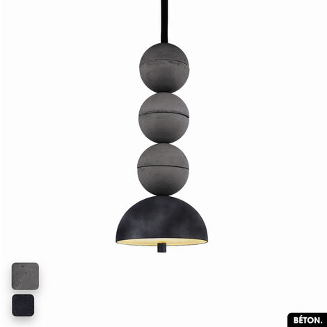 Lampe de suspension en béton velours - BOSFOR CONCRETE VELVET  ANTHRACITE  3 BALLES  LED 14W (1/2)