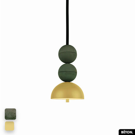 Lampe de suspension en béton - BOSFOR CONCRETE ASPERGE - CITRON 2 BALLES LED 14W (1/3)