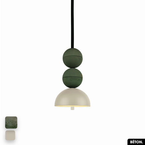 Lampe de suspension en béton - BOSFOR CONCRETE ASPERGE - PEYOTE 2 BALLES LED 14W (1/3)
