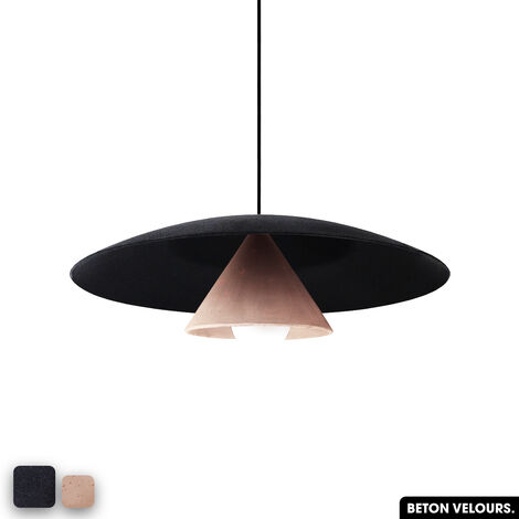 Lampe de suspension en béton velours - OLEMI VELVET CONCRETE  ANTHRACITE - ROSE (1/3)