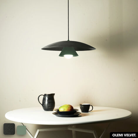 Lampe de suspension en velours - OLEMI VELVET OLIVE - VERT (1/2)