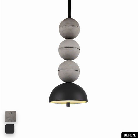 Lampe de suspension en béton - BOSFOR CONCRETE  GRIS - NOIR  3 BALLES  LED 14W (1/2)
