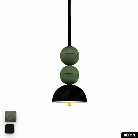 Lampe de suspension en béton velours - BOSFOR CONCRETE VELVET  ASPERGE - NOIR  2 BALLES  LED 14W (1/2)