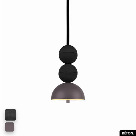 Lampe de suspension en béton - BOSFOR CONCRETE NOIR - SPARROW 2 BALLES LED 14W (1/3)