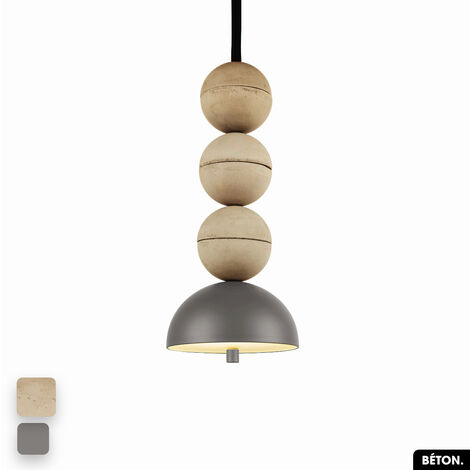 Lampe de suspension en béton - BOSFOR CONCRETE  SABLE - GRIS  3 BALLES  LED 14W (1/2)