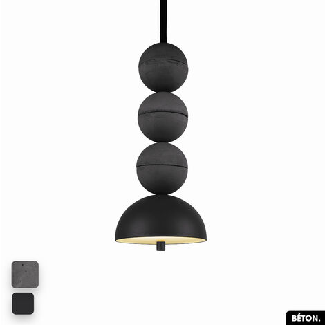Lampe de suspension en béton - BOSFOR CONCRETE  ANTHRACITE - NOIR  3 BALLES  LED 14W (1/2)