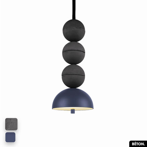 Lampe de suspension en béton - BOSFOR CONCRETE  ANTHRACITE - INDIGO  3 BALLES  LED 14W (1/2)