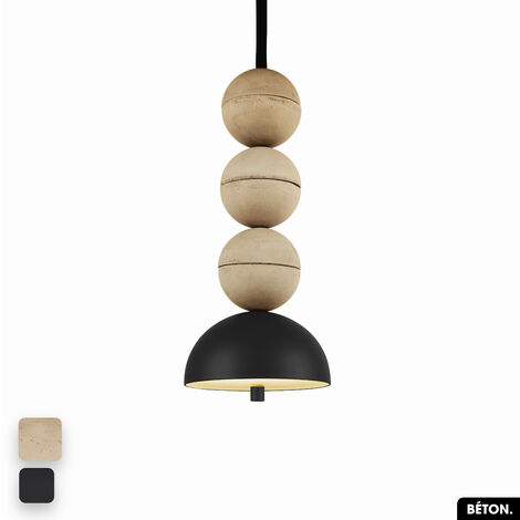 Lampe de suspension en béton - BOSFOR CONCRETE  SABLE - NOIR  3 BALLES  LED 14W (1/2)