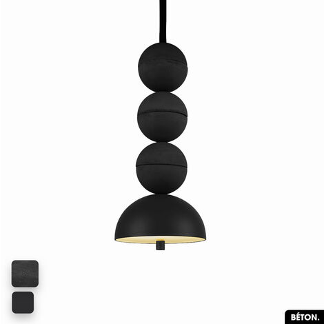 Lampe de suspension en béton - BOSFOR CONCRETE  NOIR  3 BALLES  LED 14W (1/2)