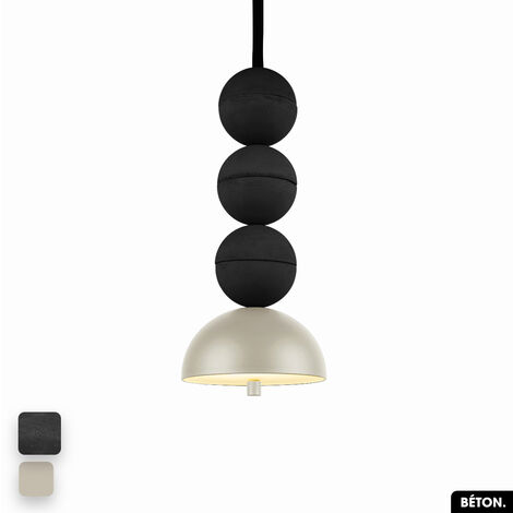 Lampe de suspension en béton - BOSFOR CONCRETE  NOIR - PEYOTE  3 BALLES  LED 14W (1/2)