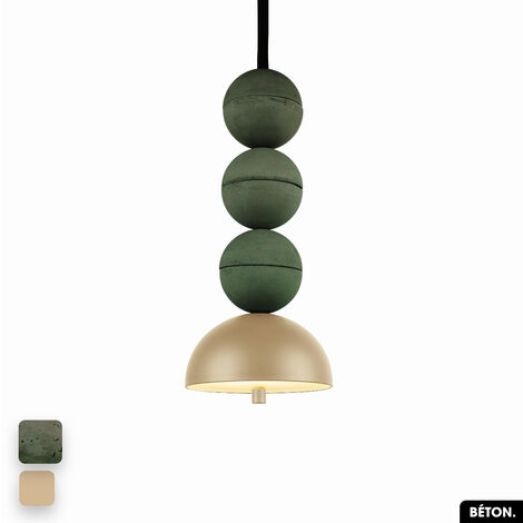 Lampe de suspension en béton - BOSFOR CONCRETE  ASPERGE - AMANDE  3 BALLES  LED 14W (1/2)