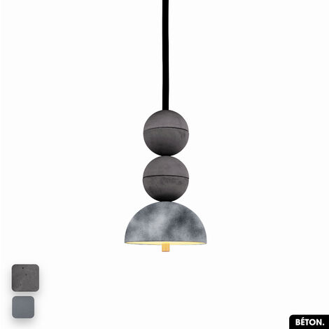 Lampe de suspension en béton velours - BOSFOR CONCRETE VELVET  ANTHRACITE - GRIS  2 BALLES  LED 14W (1/2)