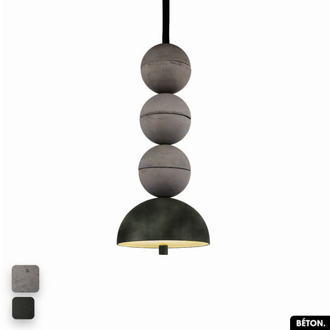 Lampe de suspension en béton velours - BOSFOR CONCRETE VELVET  GRIS - OLIVE  3 BALLES  LED 14W (1/2)