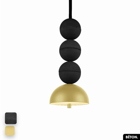 Lampe de suspension en béton - BOSFOR CONCRETE  NOIR - CITRON  3 BALLES  LED 14W (1/2)
