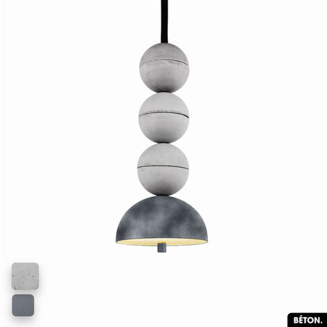 Lampe de suspension en béton velours - BOSFOR CONCRETE VELVET  BLANC - GRIS  3 BALLES  LED 14W (1/2)