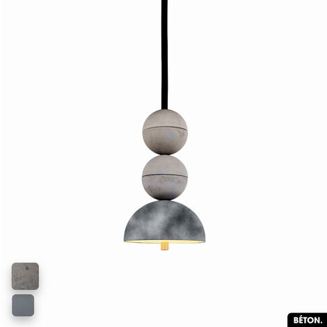 Lampe de suspension en béton velours - BOSFOR CONCRETE VELVET  GRIS  2 BALLES  LED 14W (1/2)