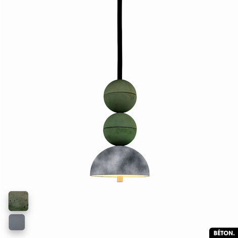 Lampe de suspension en béton velours - BOSFOR CONCRETE VELVET  ASPERGE - GRIS  2 BALLES  LED 14W (1/2)