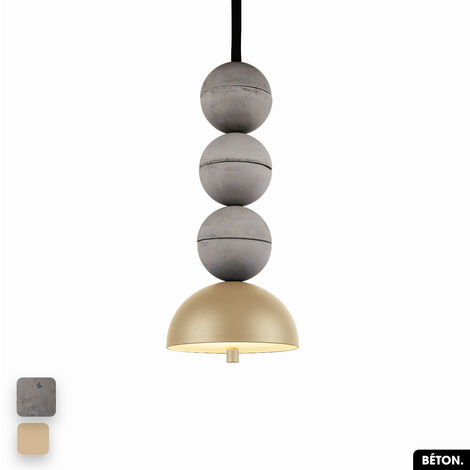 Lampe de suspension en béton - BOSFOR CONCRETE  GRIS - AMANDE  3 BALLES  LED 14W (1/2)