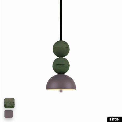 Lampe de suspension en béton - BOSFOR CONCRETE ASPERGE - SPARROW 2 BALLES LED 14W (1/3)