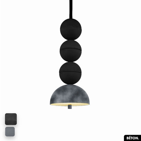 Lampe de suspension en béton velours - BOSFOR CONCRETE VELVET  NOIR - GRIS  3 BALLES  LED 14W (1/2)