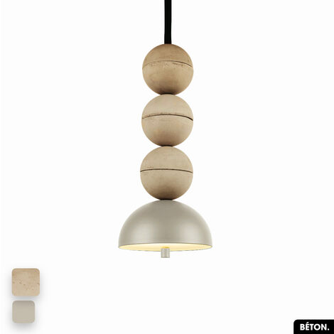 Lampe de suspension en béton - BOSFOR CONCRETE  SABLE - PEYOTE  3 BALLES  LED 14W (1/2)