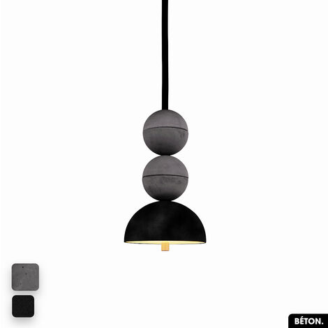 Lampe de suspension en béton velours - BOSFOR CONCRETE VELVET  ANTHRACITE - NOIR  2 BALLES  LED 14W (1/2)