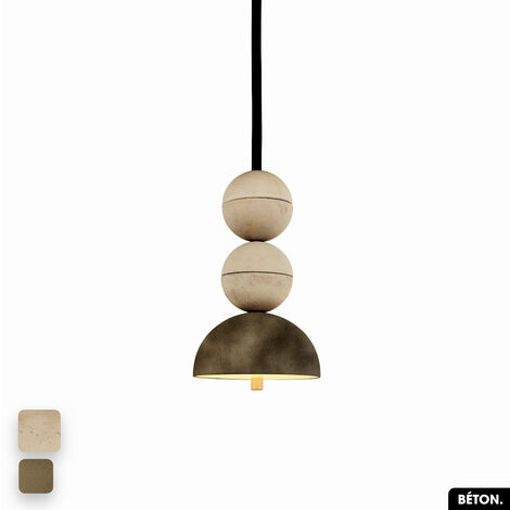 Lampe de suspension en béton velours - BOSFOR CONCRETE VELVET  SABLE - PEYOTE  2 BALLES  LED 14W (1/2)