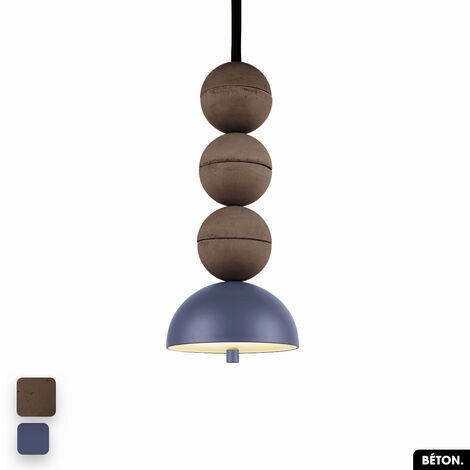 Lampe de suspension en béton - BOSFOR CONCRETE  CHOCOLAT - INDIGO  3 BALLES  LED 14W (1/2)