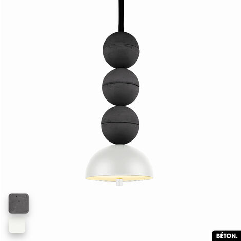 Lampe de suspension en béton - BOSFOR CONCRETE  ANTHRACITE - BLANC  3 BALLES  LED 14W (1/2)