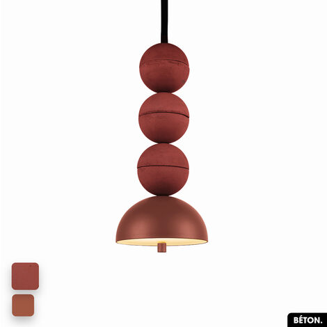Lampe de suspension en béton - BOSFOR CONCRETE  TERRE ROUGE  3 BALLES  LED 14W (1/2)
