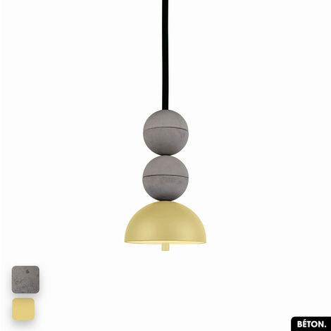 Lampe de suspension en béton - BOSFOR CONCRETE GRIS - CITRON 2 BALLES LED 14W (1/3)