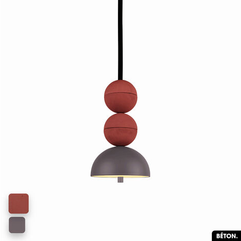 Lampe de suspension en béton - BOSFOR CONCRETE TERRE ROUGE - SPARROW 2 BALLES LED 14W (1/3)
