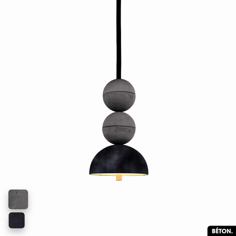 Lampe de suspension en béton velours - BOSFOR CONCRETE VELVET  ANTHRACITE  2 BALLES  LED 14W (1/2)