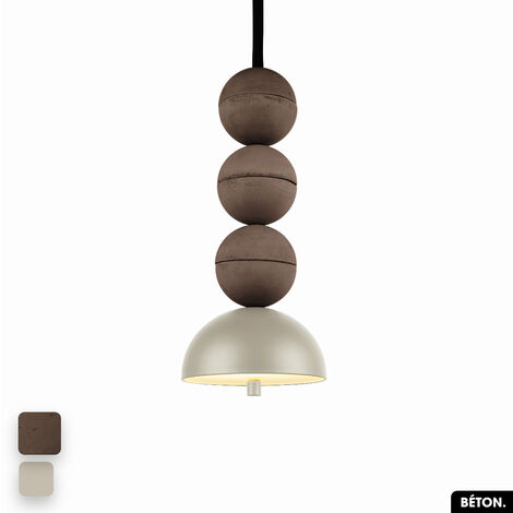 Lampe de suspension en béton - BOSFOR CONCRETE  CHOCOLAT - PEYOTE  3 BALLES  LED 14W (1/2)