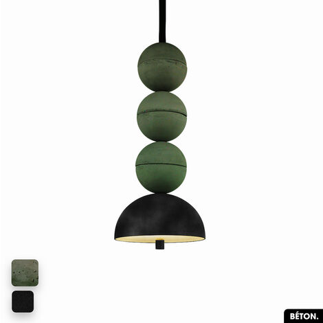 Lampe de suspension en béton velours - BOSFOR CONCRETE VELVET  ASPERGE - NOIR  3 BALLES  LED 14W (1/2)