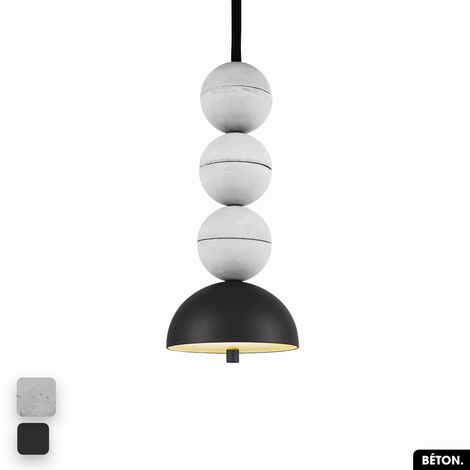 Lampe de suspension en béton - BOSFOR CONCRETE  BLANC - NOIR  3 BALLES  LED 14W (1/2)