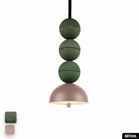 Lampe de suspension en béton - BOSFOR CONCRETE  ASPERGE - ROSE  3 BALLES  LED 14W (1/2)