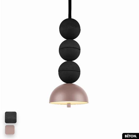 Lampe de suspension en béton - BOSFOR CONCRETE  NOIR - ROSE  3 BALLES  LED 14W (1/2)
