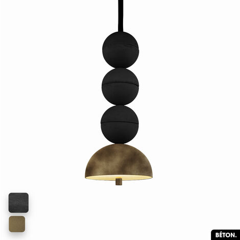 Lampe de suspension en béton velours - BOSFOR CONCRETE VELVET  NOIR - PEYOTE  3 BALLES  LED 14W (1/2)