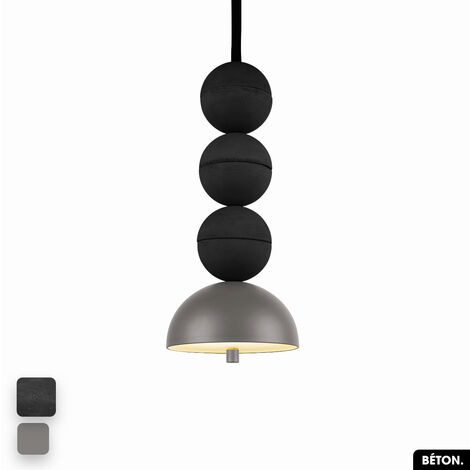 Lampe de suspension en béton - BOSFOR CONCRETE  NOIR - GRIS  3 BALLES  LED 14W (1/2)
