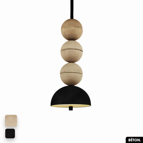 Lampe de suspension en béton velours - BOSFOR CONCRETE VELVET  SABLE - NOIR  3 BALLES  LED 14W (1/2)