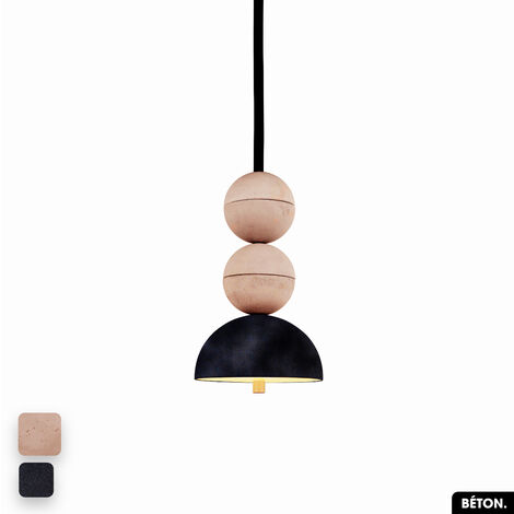 Lampe de suspension en béton velours - BOSFOR CONCRETE VELVET  ROSE - ANTHRACITE  2 BALLES  LED 14W (1/2)