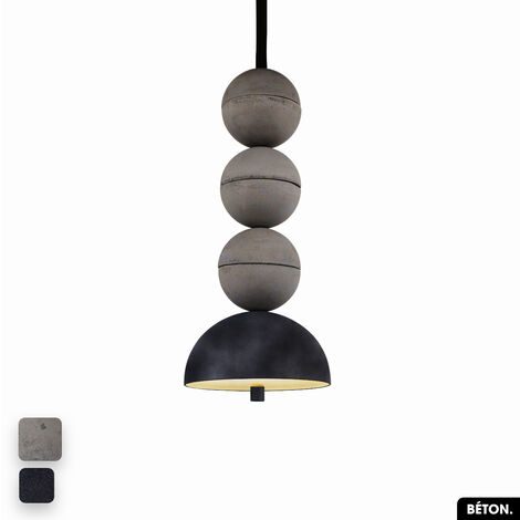 Lampe de suspension en béton velours - BOSFOR CONCRETE VELVET  GRIS - ANTHRACITE  3 BALLES  LED 14W (1/2)