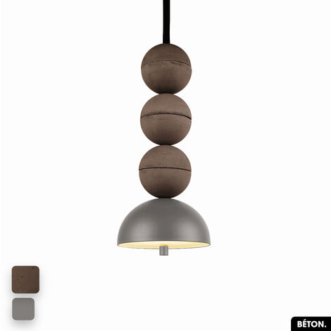 Lampe de suspension en béton - BOSFOR CONCRETE  CHOCOLAT - GRIS  3 BALLES  LED 14W (1/2)
