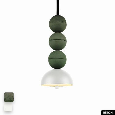 Lampe de suspension en béton - BOSFOR CONCRETE  ASPERGE - BLANC  3 BALLES  LED 14W (1/2)