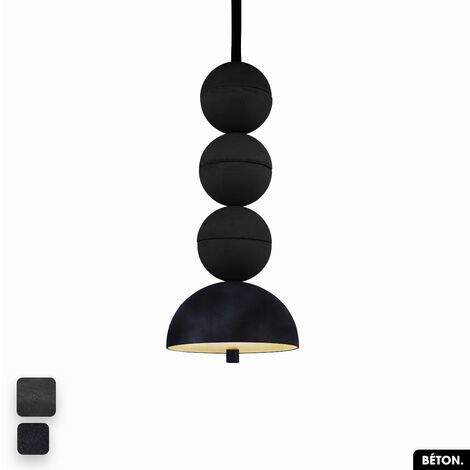 Lampe de suspension en béton velours - BOSFOR CONCRETE VELVET  NOIR - ANTHRACITE  3 BALLES  LED 14W (1/2)