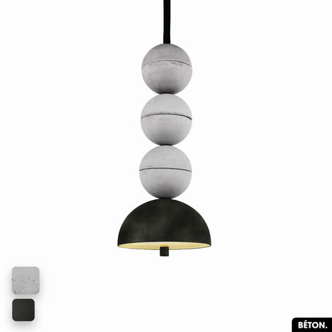 Lampe de suspension en béton velours - BOSFOR CONCRETE VELVET  BLANC - OLIVE  3 BALLES  LED 14W (1/2)