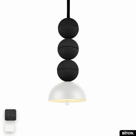 Lampe de suspension en béton - BOSFOR CONCRETE  NOIR - BLANC  3 BALLES  LED 14W (1/2)